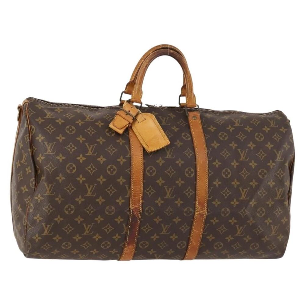 Louis Vuitton Monogram Keepall Bandouliere 55 Travel Bag Brown